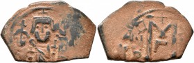 ISLAMIC, Time of the Rashidun. Pseudo-Byzantine types. Fals (Bronze, 28 mm, 5.11 g, 1 h), imitating a 'Cyprus follis', uncertain mint, 15/16-23/4 AH /...