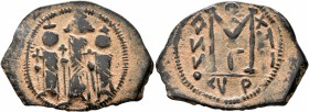 ISLAMIC, Time of the Rashidun. Pseudo-Byzantine types. Fals (Bronze, 31 mm, 4.94 g, 12 h), imitating a 'Cyprus follis', uncertain mint, 15/16 - 23/4 A...