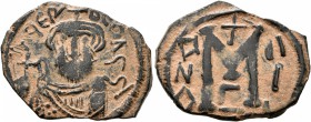 ISLAMIC, Time of the Rashidun. Pseudo-Byzantine types. Circa AH 37-55 / AD 658-675. Fals (Bronze, 24 mm, 3.57 g, 6 h), imitating a follis of Constans ...