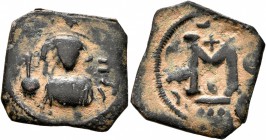 ISLAMIC, Time of the Rashidun. Pseudo-Byzantine types. Fals (Bronze, 21 mm, 2.15 g, 9 h), uncertain mint, probably after 26/7 AH / 647 AD . [...] IITS...