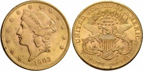 UNITED STATES. 20 Dollars (Gold, 34 mm, 33.44 g, 7 h), Liberty Head Double Eagle 1903, Philadelphia. Head of Libery to left; date below. Rev. Eagle; v...