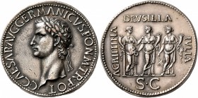 ELECTROTYPES. Gaius (Caligula), 37-41. 'Sestertius' (Silvered bronze, 36 mm, 22.72 g, 7 h), signed Berliner M&#252;nzkabinett replica. C•CAESAR•AVG GE...