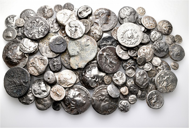 A lot containing 128 silver coins. All: Greek. Fine to very fine. LOT SOLD AS IS...