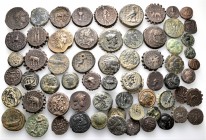 A lot containing 64 bronze coins. All: Greek. About very fine to very fine. LOT SOLD AS IS, NO RETURNS. 64 coins in lot.