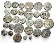 A lot containing 29 bronze coins. All: Greek. Fine to very fine. LOT SOLD AS IS, NO RETURNS. 29 coins in lot.