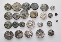 A lot containing 14 silver and 11 bronze coins. All: Greek. Fine to very fine. LOT SOLD AS IS, NO RETURNS. 25 coins in lot.