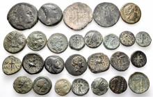 A lot containing 27 bronze coins. All: Greek. Fine to very fine. LOT SOLD AS IS, NO RETURNS. 27 coins in lot.