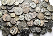 A lot containing 135 bronze coins. Includes: Greek, Roman Provincial and Byzantine. Fine to very fine. LOT SOLD AS IS, NO RETURNS. 135 coins in lot.