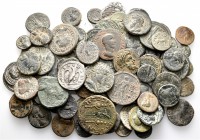 A lot containing 10 silver and 78 bronze coins. All: Roman Provincial and Roman Imperial. Fine to very fine. LOT SOLD AS IS, NO RETURNS. 88 coins in l...