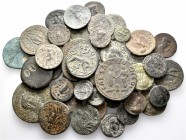 A lot containing 47 bronze coins. All: Roman Provincial. Fine to very fine. LOT SOLD AS IS, NO RETURNS. 47 coins in lot.