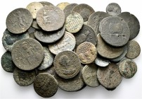 A lot containing 1 silver and 44 bronze coins. All: Roman Provincial. Fine to about very fine. LOT SOLD AS IS, NO RETURNS. 45 coins in lot.