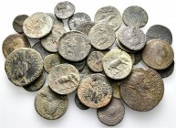 A lot containing 37 bronze coins. All: Roman Provincial. Fine to about very fine. LOT SOLD AS IS, NO RETURNS. 37 coins in lot.
