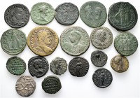 A lot containing 2 silver and 17 bronze coins. Includes: Roman Provincial, Roman Imperial and World. About very fine to very fine. LOT SOLD AS IS, NO ...