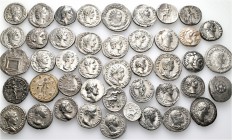 A lot containing 44 silver coins. Includes: Greek and Roman Imperial. Fine to very fine. LOT SOLD AS IS, NO RETURNS. 44 coins in lot.