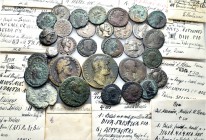 A lot containing 11 silver and 21 bronze coins. Includes: Greek, Roman Republican and Roman Imperial. Sold with original collector's/dealer's tickets....