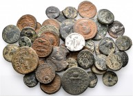 A lot containing 3 silver and 40 bronze coins. Includes: Greek, Roman Provincial, Roman Imperial. Fine to very fine. LOT SOLD AS IS, NO RETURNS. 43 co...
