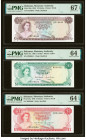 Bahamas Monetary Authority 1/2; 1; 3 Dollars 1968 Pick 26a; 27a; 28a Three Examples PMG Superb Gem Unc 67 EPQ; Choice Uncirculated 64; Choice Uncircul...