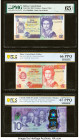 Belize, Canada, Dominican Republic & East Caribbean States Group Lot of 6 Graded Examples. Belize Central Bank 2; 5 Dollars 1.1.2002; 1.6.2003 Pick 60...