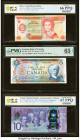 Belize, Canada, Dominican Republic & East Caribbean States Group Lot of 6 Graded Examples PCGS Banknote Superb Gem UNC 68 PPQ; Superb Gem UNC 67 PPQ; ...