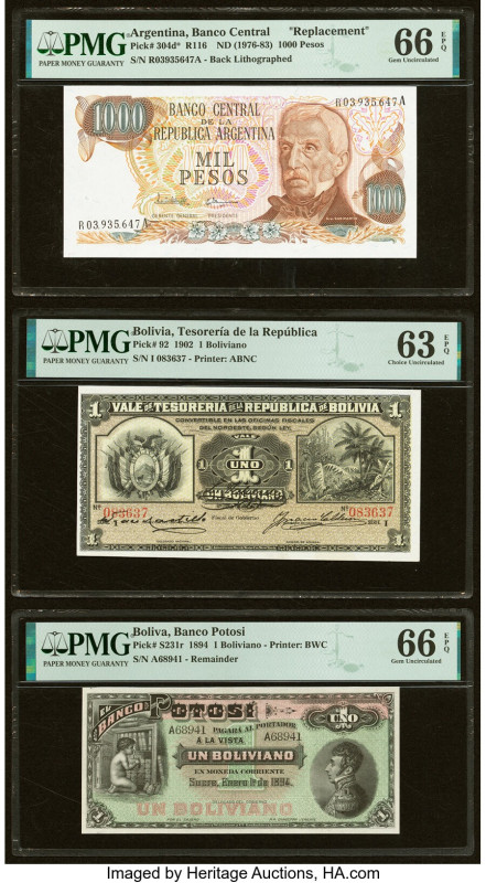Bolivia Banco Potosi 1 Boliviano 1.1.1894 Pick S231r Remainder PMG Gem Uncircula...