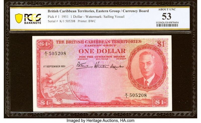 British Caribbean Territories Currency Board 1 Dollar 1.9.1951 Pick 1 PCGS Bankn...