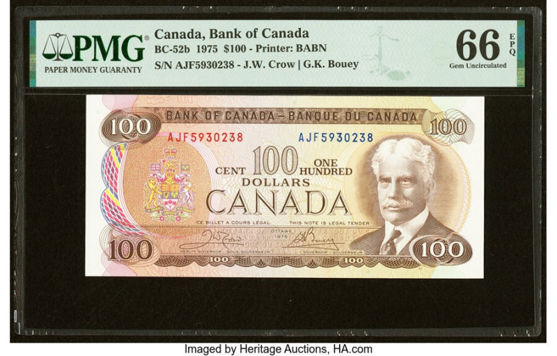 Canada Bank of Canada $100 1975 BC-52b PMG Gem Uncirculated 66 EPQ. HID098012420...