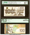 Canada Bank of Canada $100 1988; 2004 BC-60a-i; BC-66a Two Examples PMG Superb Gem Unc 67 EPQ; PCGS Gem New 66PPQ. HID09801242017 © 2022 Heritage Auct...