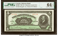 Canada Montreal, PQ- Molsons Bank $5 3.7.1922 Ch.# 490-40-02 PMG Choice Uncirculated 64 EPQ. HID09801242017 © 2022 Heritage Auctions | All Rights Rese...