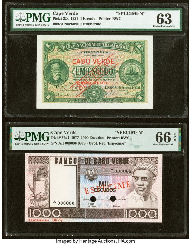 Cape Verde Banco Nacional Ultramarino 1; 1000 Escudos 1.1.1921; 20.1.1977 Pick 3...