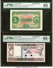 Cape Verde Banco Nacional Ultramarino 1; 1000 Escudos 1.1.1921; 20.1.1977 Pick 32s; 56s1 Two Specimen PMG Choice Uncirculated 63; Gem Uncirculated 66 ...