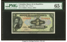 Colombia Banco de la Republica 5 Pesos 1.1.1941 Pick 388a PMG Gem Uncirculated 65 EPQ. HID09801242017 © 2022 Heritage Auctions | All Rights Reserved