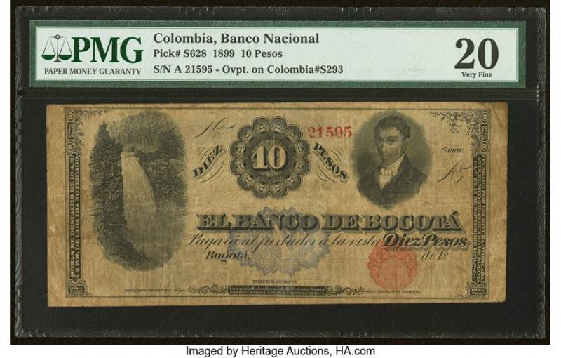 Colombia Banco Nacional 10 Pesos 30.12.1899 Pick S628 PMG Very Fine 20. HID09801...