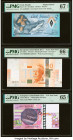 Cook Islands, European Test Notes, Fiji & Saint Helena Group lot of 5 Graded Examples. Cook Islands Government of the Cook Islands 3 Dollars ND (2021)...