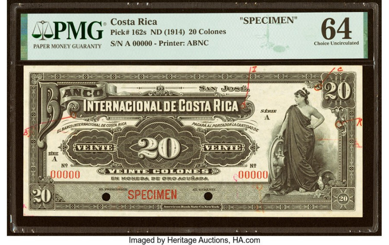 Costa Rica Banco Internacional de Costa Rica 20 Colones ND (1914) Pick 162s Spec...