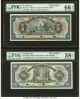 El Salvador Banco Central de Reserva de El Salvador 5; 100 Colones 11.8.1942; 31.1.1951 Pick 84s; 86s Two Specimen PMG Gem Uncirculated 66 EPQ; Choice...