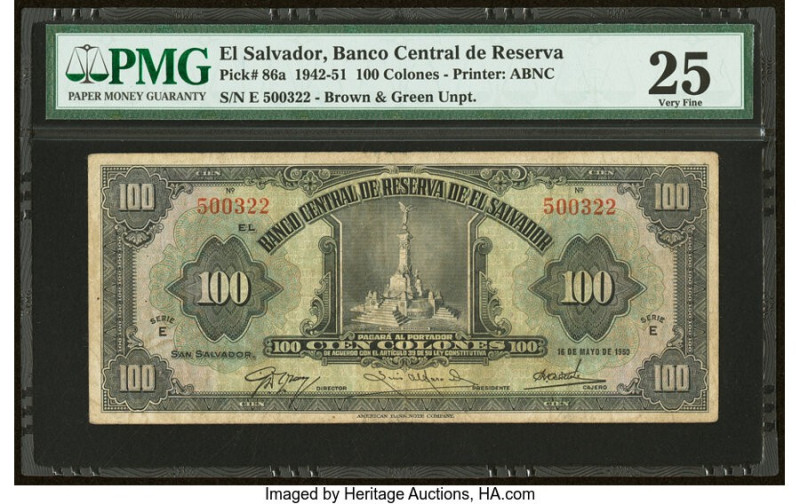 El Salvador Banco Central de Reserva de El Salvador 100 Colones 16.5.1950 Pick 8...