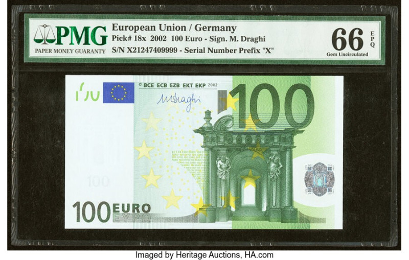 European Union Central Bank, Germany 100 Euro 2002 Pick 18x PMG Gem Uncirculated...
