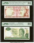 Fiji Central Monetary Authority 1 Dollar ND (1974) Pick 71a* RB4 Replacement PMG Choice Uncirculated 64; New Zealand Reserve Bank of New Zealand 20 Do...