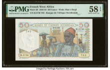 French West Africa Banque de l'Afrique Occidentale 50 Francs 26.4.1950 Pick 39 PMG Choice About Unc 58 EPQ. HID09801242017 © 2022 Heritage Auctions | ...