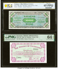 Germany Allied Military Currency 1000 Mark 1944 Pick 198b PCGS Banknote Gem UNC 65 PPQ; Guernsey States of Guernsey 10 Shillings 1.7.1966 Pick 42c PMG...