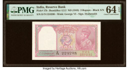 India Reserve Bank of India 2 Rupees ND (1943) Pick 17b Jhun4.2.2 PMG Choice Uncirculated 64 EPQ. Staple holes at issue. HID09801242017 © 2022 Heritag...
