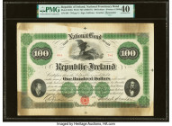 Ireland - Republic National Promissory Bond 100 Dollars ND (1866-67) Pick S105r Remainder PMG Extremely Fine 40. Stains are noted on this examples. HI...