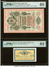 Russia Group Lot of 4 Graded Examples. Russia State Credit Notes 10 Rubles 1909 (ND 1912-17) Pick 11c PMG Choice Uncirculated 64 EPQ; Russia State Cre...