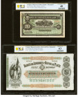 Uruguay Banco De Credito Auxiliar; Banco de Londres y Rio de la Plata 20; 50 Pesos 1887; 1.1.1872 Pick S164r; S238r Two Remainders PCGS Banknote Extre...