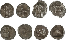 Lote 4 monedas Tetartemorion. JONIA. 0,17 a 0,18 grs. AR. A EXAMINAR. MBC- a MBC.