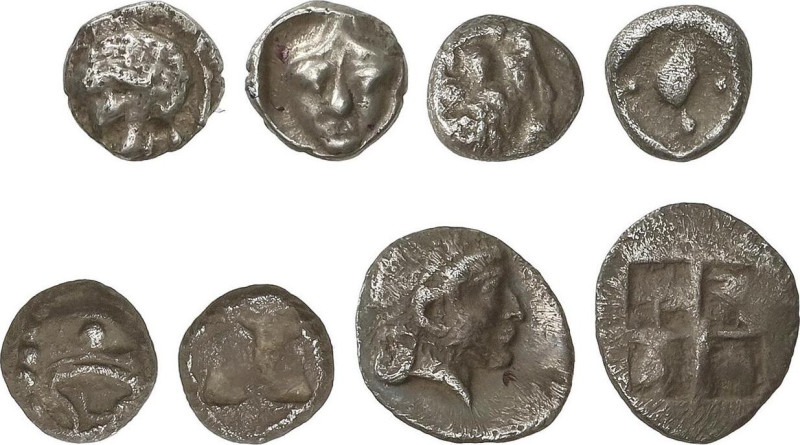 Lote 4 monedas Trihemitetartemorion. HECATOMNOS. 0,26 a 0,27 grs. AR. A EXAMINAR...