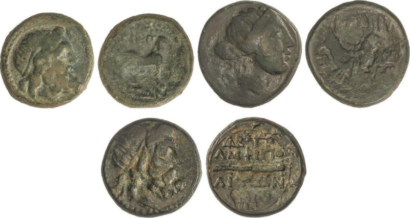 Lote 3 monedas AE 20, AE 19 y AE 17. Posterior al 148 d.C. AMPHIPOLIS. MACEDONIA...