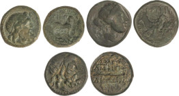 Lote 3 monedas AE 20, AE 19 y AE 17. Posterior al 148 d.C. AMPHIPOLIS. MACEDONIA. Anv.: Cabeza de Artemis o Poseidón (2) a derecha. Rev.: Dos cabras e...