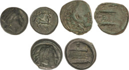 Lote 3 monedas AE 12, AE 16 y AE 17. 336-323 a.C. ALEJANDRO MAGNO. MACEDONIA. Anv.: Cabeza de Apolo a derecha cabeza de Hercules a derecha (2). Rev.: ...