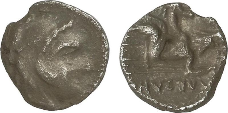 Hemióbolo. 336-323 a.C. ALEJANDRO MAGNO. MACEDONIA. Anv.: Cabeza de Hércules con...